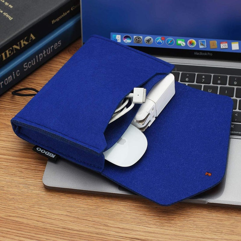 NIDOO Portable Felt Storage Bag, Electronics Accessories Protective Case Pouch for MacBook Power Adapter, Mouse, Cellphone, Cables, SSD, HDD, Power Bank, Portable External Hard Drive, Blue - Image 5